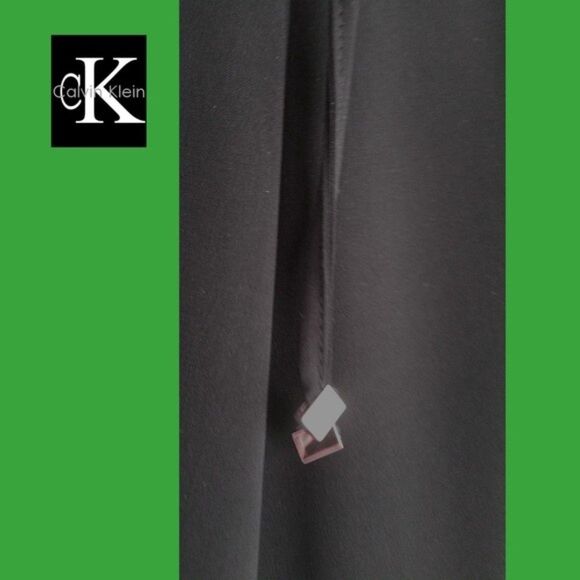 Calvin Klein NEW Bohemian Drawstring Flare Leg Relaxed Semi-Sheer Chiffon Pant L - Picture 4 of 12